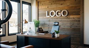 Rustic Wooden Home Office - Virtual Office Background