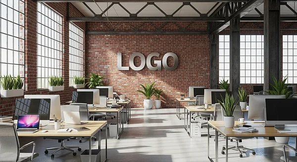 Industrial Loft Professional Virtual Office Background for Video Calls - Startup