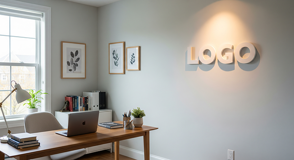 Modern Home Office Glow Branded Virtual Office Background with Company Logo - Corporate