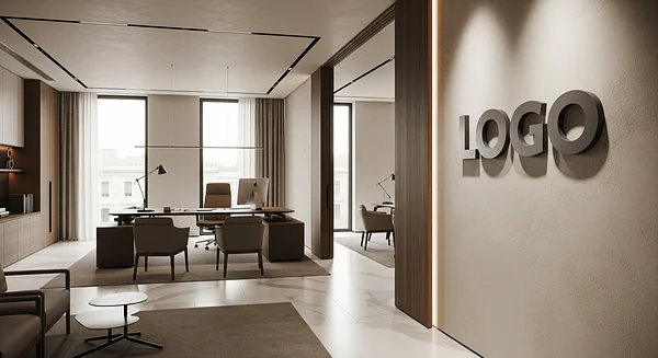 Italian Corporate Elegance Branded Virtual Office Background with Company Logo - Corporate