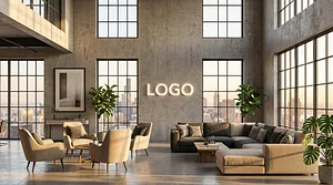 Concrete loft Creative Virtual Office Background