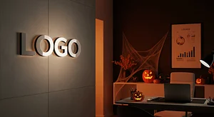 Haunted Office Elegance - Virtual Office Background