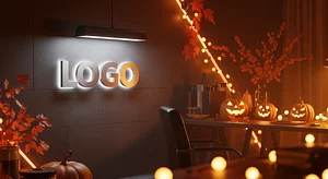 Elegant Halloween Workspace - Virtual Office Background