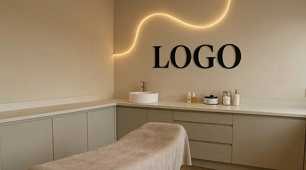 Modern Wellness Studio Branded Virtual Office Background with Company Logo - Healthcare