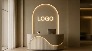 Sculpted Reception Arch Real Estate Virtual Office Background