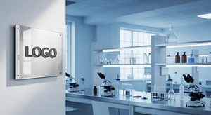 Modern Lab Signage Technology Virtual Office Background