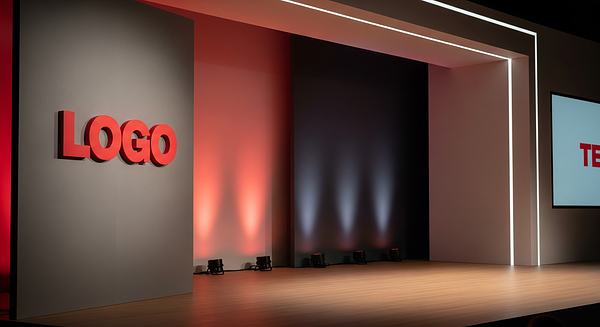 TED Talk Studio Branded Virtual Office Background with Company Logo - Creative