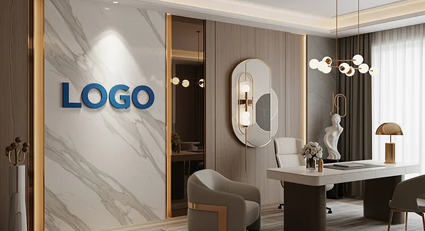 Marble Gold Elegance Professional Virtual Office Background for Video Calls - Elegant