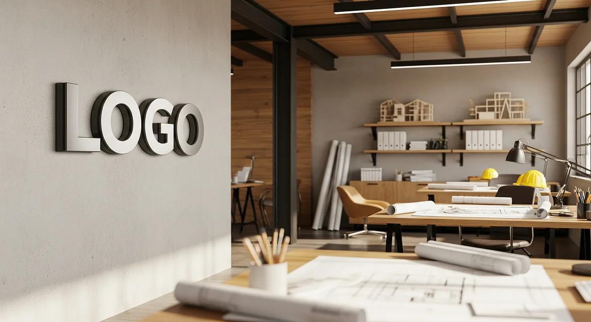 Modern Builder Office Branded Virtual Office Background with Company Logo - Consulting