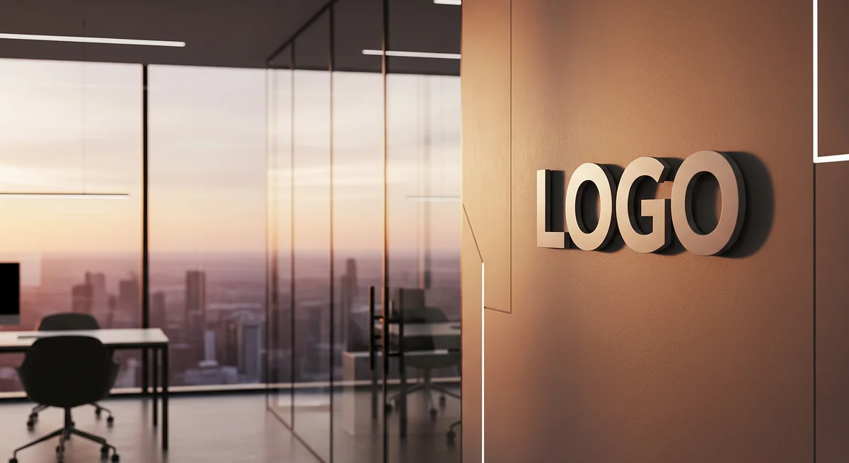 Sunset Skyline Office Branded Virtual Office Background with Company Logo - Real Estate