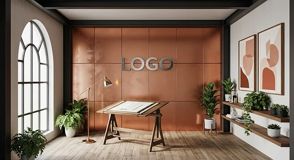 Copper Horizon Atelier Professional Virtual Office Background for Video Calls - Creative