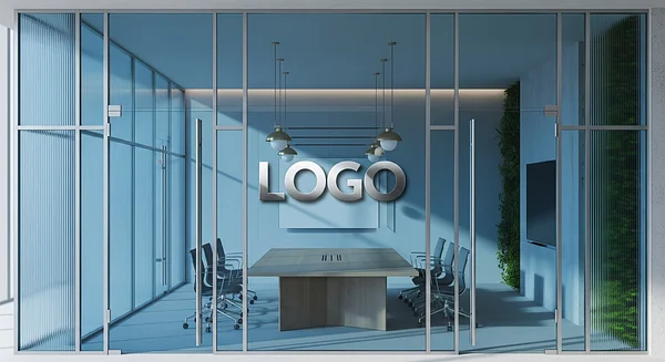 Cobalt Glass Focus Professional Virtual Office Background for Video Calls - Corporate