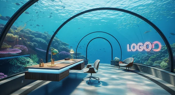 Celestial Reef Workspace Professional Virtual Office Background for Video Calls - Boardroom