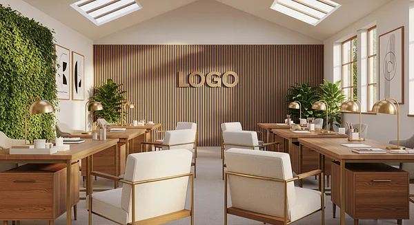 Sunlit Brass Atelier Professional Virtual Office Background for Video Calls - Creative