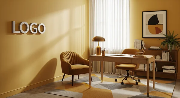 Saffron Maple Consulting Den Professional Virtual Office Background for Video Calls - Consulting