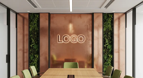 Verdant Copper Thinkroom Professional Virtual Office Background for Video Calls - Corporate