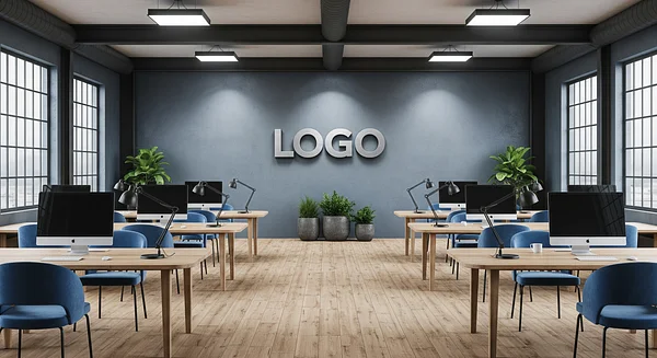 Maritime Slate Innovation Loft Professional Virtual Office Background for Video Calls - Startup