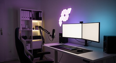 Modern Streamer Office Professional Virtual Office Background