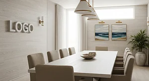 Ambergrain Coastal Boardroom Executive Virtual Office Background