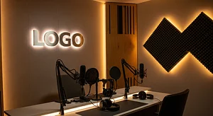 Modern Podcast Studio - Virtual Office Background